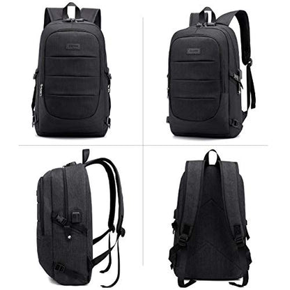 Travel Laptop Backpack with USB Charging Port and Lock Computer Business Backpacks, Gifts for Men & Women Fits 15.6 Inch Notebook,Black