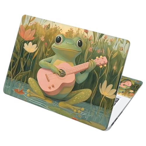 Universal Laptop Skin Sticker with 2 Wrist Pad Decals, 3-Piece Removable Vinyl Laptop Cover, Frog Guitar Waterproof Anti-Scratch, Easy-Trim Fit for 13.3" 14" 15.6" Laptops - color: Frog Guitar