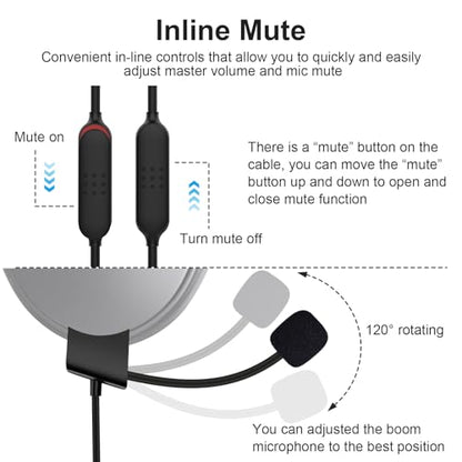 QC35 Boom Mic with 3.5mm Headphone Splitter Compatible with Bose QuietComfort 35 II (QC35 II) & QuietComfort 35 (QC35) Headphones, Boom Microphone Cable for PC, Laptop, PS4, PS5, Xbox One, 4ft