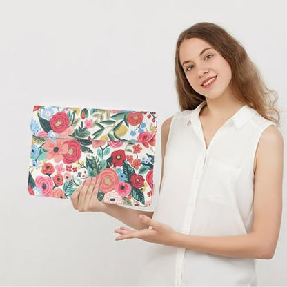DOMISO 14 inch Laptop Case Sleeve Floral-Patterned Protective Cover Compatible with MacBook Air 15 M4 M3 M2,MacBook Pro,14-15 inch HP Dell ASUS Lenovo Chromebook,Computer Bag, Rose - size: 14 inch