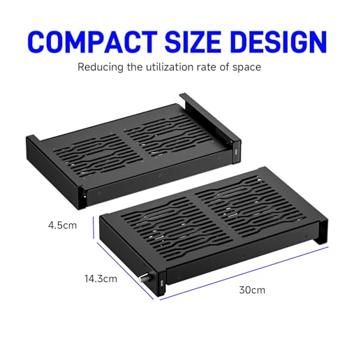 Quiet 2 x 120mm USB Fan, Aluminum Stand with Cooling Fan, Compatible with Mac mini - Desktop Organizer for Router, TV Box, Mini PC, Switch- Heat Dissipation Design for Home/Office Use (TF-240)