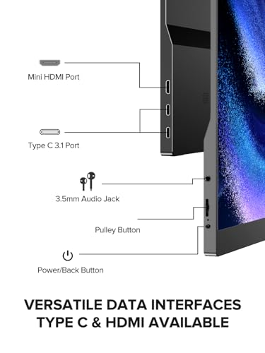 EVICIV Portable Monitor Touchscreen 15.6”, 125% sRGB 1080P IPS Screen | 10-Point Touch Monitor, VESA & Case, MINI HDMI USB C, Ultra-Thin Travel Second Screen for Laptop, Computer, Game Consoles - size: 15.6"