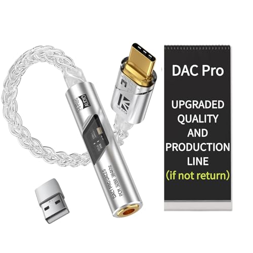 2026 Latest USB C DAC Audio Adapter with Headphone Amplifier, USB C to 3.5mm Audio Adapter for Wired Headphones, Hi-Res Type C DAC Compatible with iPhone 15, Android, Laptop & Tablet - color: Argent, size: 002