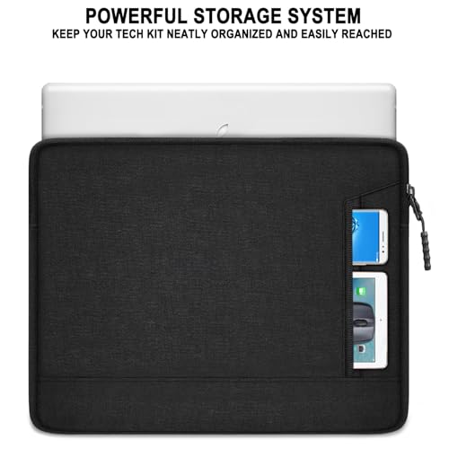 Laptop Sleeve 14 inch, Shockproof Protective Laptop Case for Apple MacBook Pro, Water Resistant Portable Monitor Computer Bag with Pockets Computer Cover for HP, Dell, Lenovo, Asus, Black - size: 14 Inch