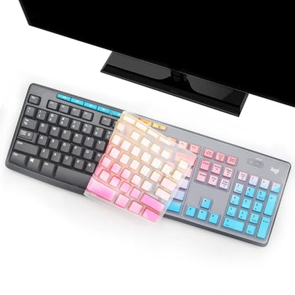 i-Tensodo Keyboard Cover for Logitech MK200 MK260 MK270 MK275 MK295 & K200 K260 K270 Keyboards, US Layout - Dazzling Multicolor Silicone Dust-Proof Washable Skin - color: Dazzling