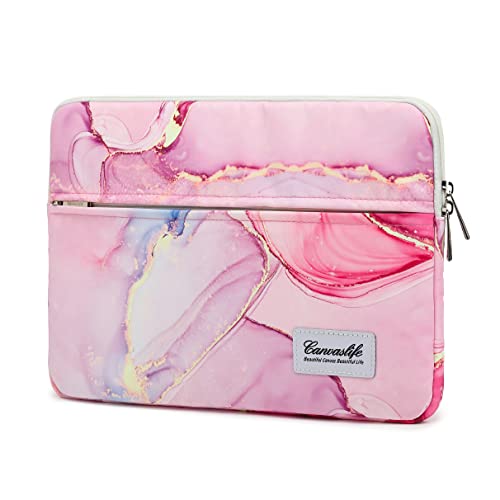 Canvaslife Pink Marble Pattern 13 inch Canvas Laptop Sleeve with Pocket 13 inch 13.3 inch Laptop 13 case13 Sleeve - color: Pink Marble, size: 13 inch/13.3 inch