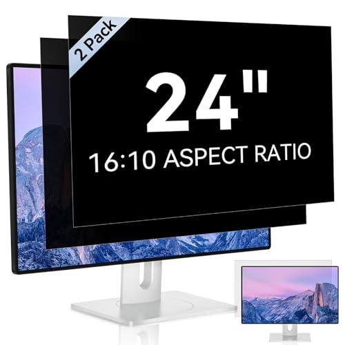 [2 Pack] 24 Inch Computer Privacy Screen for 16:10 Aspect Ratio Widescreen Monitor, Eye Protection Anti Glare Blue Light Computer Monitor Privacy Filter, Removable Anti-Scratch 24in Protector Film - size: 24" (16:10)