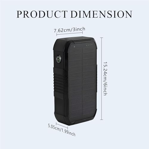 Solar Power Bank 66800mAh Built in Hand Crank and 4 Cables 22.5W Fast Charge, Camping Essentials with SOS/Strobe/Strong Flashlights, Compass Portable Charger (Black) - color: Black