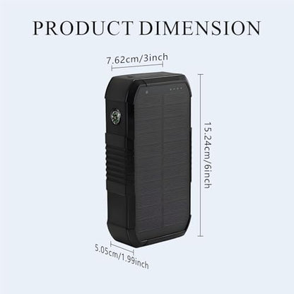 Solar Power Bank 66800mAh Built in Hand Crank and 4 Cables 22.5W Fast Charge, Camping Essentials with SOS/Strobe/Strong Flashlights, Compass Portable Charger (Black) - color: Black
