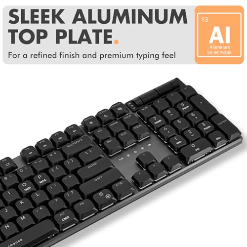 X9 Slim Mechanical Keyboard Wireless – Low Profile Red Switches, Triple Mode (Bluetooth + 2.4GHz + USB), Full Size 107-Key with Number Pad, Backlit, Rechargeable – Quiet Typing for Mac and PC