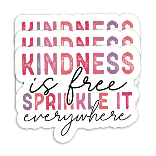 (3 Pack) Motivational Stickers - Kindness is Free Sprinkle It Everywhere – Inspirational Vinyl Decals with Positive Quotes for Laptops, Tumblers, Water Bottles, Scrapbooks - 3 x 2.3 Inch - color: Kindness is Free Sprinkle It Everywhere
