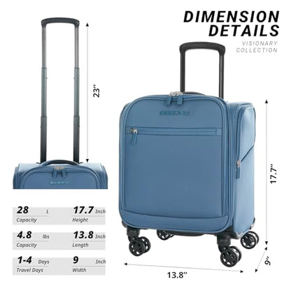 Verage Underseat Carry On Luggage with Wheels,14.5-Inch Plus Underseat | Personal Item Bag,Airline Approved, Laptop Compartment, USB Charging Port - color: Coast Blue, size: 14.5-Inch Plus Underseat