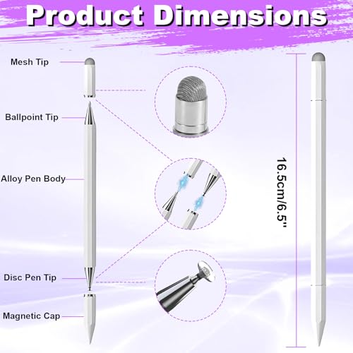 Stylus Pen for Echo Show 15/21 Inch with Holder Mount, 3 in 1 Magnetic Capacitive Stylus with Fiber Mesh Tip and Disc Tip, Compatible with All Capacitive Touchscreens - color: White