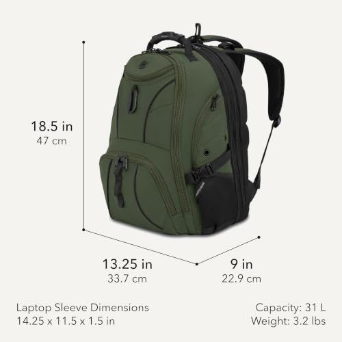 SWISSGEAR Sion 2-Piece Travel Set, Softside Expandable Carry-On Spinner Bundled with 1900 ScanSmart 17" Laptop Backpack with RFID Blocking & Tech Organization, Evergreen - color: Everrgreen, size: 2-Piece Set (Carry-On/Backpack)