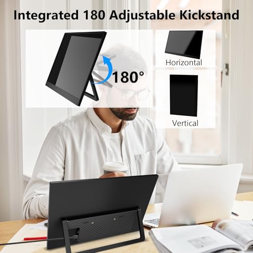 15.3 Inch Touchscreen Portable Monitor, 1920×1200 Full HD IPS 10-Point Touch External Monitor, Ultra Slim USB-C HDMI Plug & Play, Portable Monitor for Laptop PC Mac PS5 Xbox - size: 15.3inch Touch
