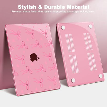 Teryeefi Case for M4 MacBook Air 13.6 inch 2025 2024 2022 Fit Model A3240/A3113/A2681, Laptop Hard Shell with Keyboard Cover Trackpad Film for MacBook Air 13 inch M4 M3 M2, Pink Bows W126 - color: Pink Bows W126