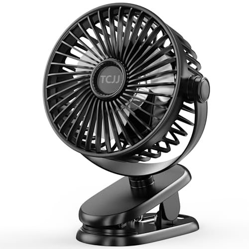 Portable Clip on Fan, Rechargeable Stroller Fan, USB Desk Fans With TYPE-C Port 5200 mAh Battery Operated 3 Speed 360° Rotatable Personal Small Mini Table Fan for Pram Car Seat Crib Golf Cart Camping