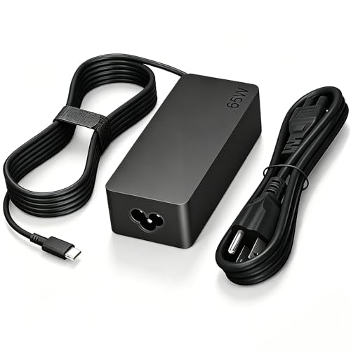 65W USB C Laptop Charger Compatible with Lenovo ThinkPad T14 T15 T16 E14 E15 T480S T580S E480 E580 X1 Carboon Yoga 7i 9i C930 C940 Chromebook C330 S330 Fast Power Adapter - size: 4.29*1.85*1.14in USB C