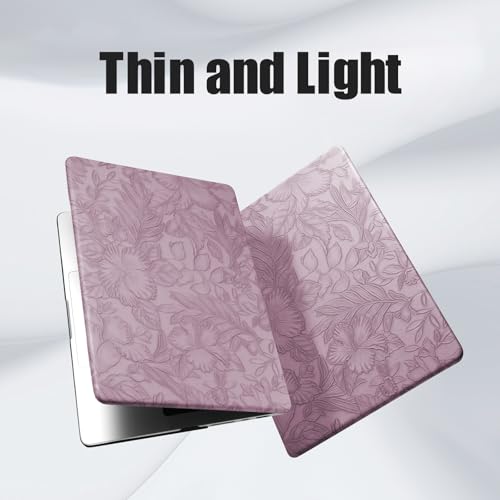 DTangLsm for MacBook Air 15 inch Case 2026 M5 2025 2024 2023 M4 M3 M2 Chip | Model A3448 A3241 A3114 A2941, Elegant Textured Retro Leather Hard Shell Mac Air 15 inch Laptop Case & Keyboard Cover, Lilac - color: Embossed Floral Lilac