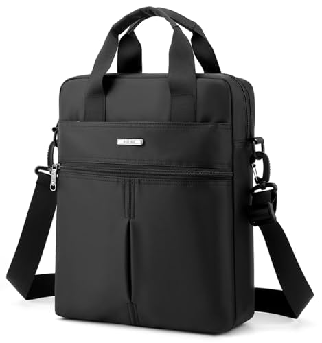 natyrlpog Men's 14-inch Laptop Shoulder Bag Nylon, Messenger Bag Business Waterproof Casual Black, Large Crossbody for Work Travel Outdoor