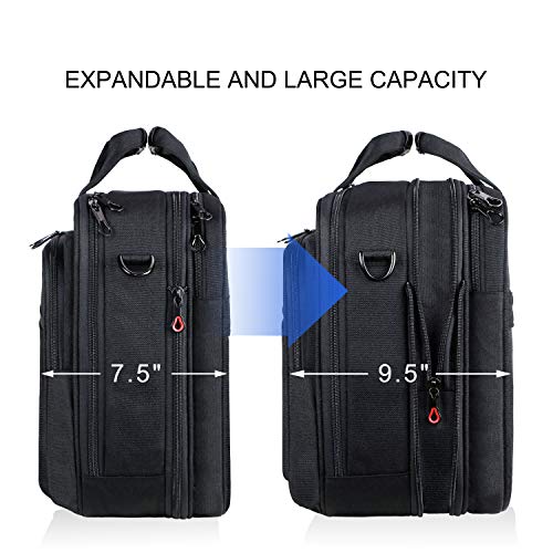KROSER Laptop Bag Premium Laptop Briefcase Fits Up to 17.3 Inch Laptop Expandable Water-Repellent Shoulder Messenger Bag Computer Bag for Travel/Business/Men/Women-Black