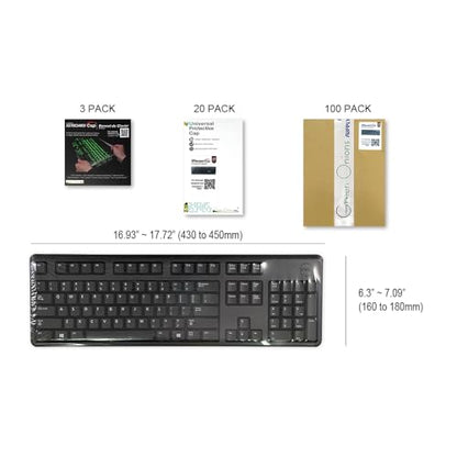 Universal KeyboardCap. Fully Covered Flat Style 0.025mm Waterproof Anti-Dust Desktop Keyboard Cover with Numeric Hospital/Dentist Use (20 Packs) - size: 20 Packs