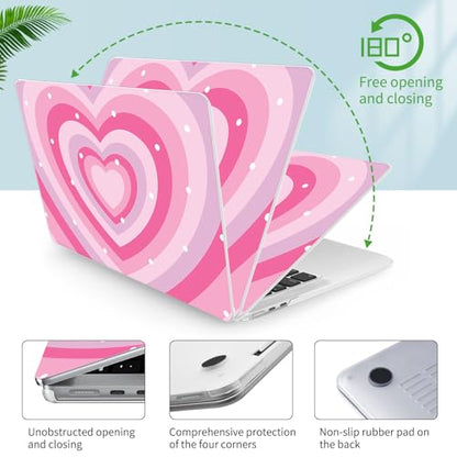 Seorsok Compatible with MacBook Pro 13 inch Laptop Case 2020 Release M1 A2338/A2251/ A2289 Touch ID Protective Plastic Hard Shell Case & Keyboard Cover，Cute Lovely Heart - color: Pink Heart, size: Pro13（A2338 M1 A2251 A2289 A2159 A1989 A1706）