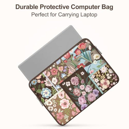 MOSISO Laptop Case 13.3 inch, 13-13.3 inch Laptop Sleeve Compatible with MacBook Air 13 13.6/Pro/Neo 13/Pro 14,HP Dell ASUS Lenovo,Spliced Flowers Neoprene Computer Sleeve Bag with Small Case,Brown - color: Brown, size: 13.3 inch