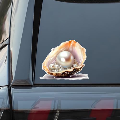 Pearl Oyster Shell Vinyl Decal Sticker, 10.6 x 8.6 in, Waterproof, for Cars, Laptops, Glass, and Walls, 2-Piece Set #MT010A