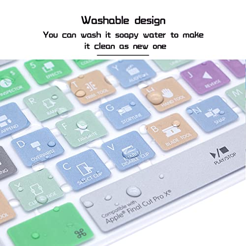 HRH for iMac G6 MB110LL/B MB110LL/A A1243 Keyboard with Numeric Keypad NumberPad Print:Final Cut Pro X Functional Shortcuts Hot Keys Design Silicone Keyboard Skin Cover [US/EU Layout] - color: Z-Final Cut Pro X