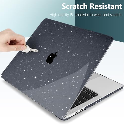 for MacBook Pro 13 inch Case 2023 2022 2021 2020 Release Model A2338 M2/M1 A2289 A2251 with Touch Bar & Touch ID, Glitter Bling Plastic Hard Shell Case & Keyboard Cover, Star Black - color: Star Black