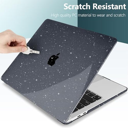 for MacBook Pro 13 inch Case 2023 2022 2021 2020 Release Model A2338 M2/M1 A2289 A2251 with Touch Bar & Touch ID, Glitter Bling Plastic Hard Shell Case & Keyboard Cover, Star Black - color: Star Black