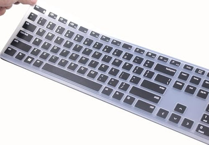 Silicone Keyboard Cover Skin Compatible for Dell Pro KM5221W KB500 Keyboards & Dell Wireless Bluetooth Keyboard KM7321W (Black) - color: Black