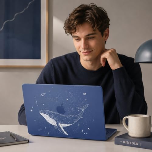 for MacBook Neo 13 Inch Case 2026 Release Model A3404, Indigo Blue Aesthetic Galaxy 1.2 mm Ultra Slim Hard Shell Cover, 6-in-1 Laptop Accessories Bundle for Men Boys, Celestial Whale - color: Celestial Whale