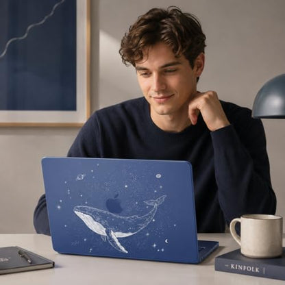 for MacBook Neo 13 Inch Case 2026 Release Model A3404, Indigo Blue Aesthetic Galaxy 1.2 mm Ultra Slim Hard Shell Cover, 6-in-1 Laptop Accessories Bundle for Men Boys, Celestial Whale - color: Celestial Whale