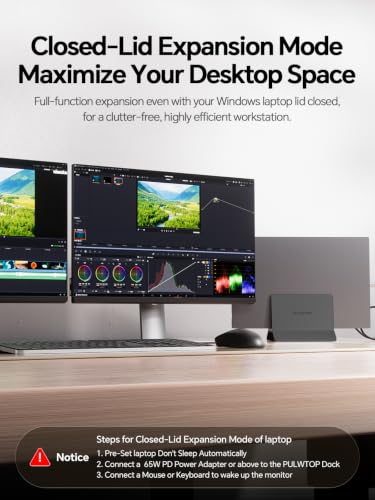 USB C Docking Station Dual Monitor 4K@60Hz, 11-in-1 Vertical Laptop Stand Dock, 100W PD, 10Gbps Data, Gigabit Ethernet, Compatible with Dell Lenovo HP Windows Laptops, Black - color: Black