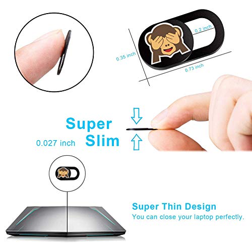 SIREG Webcam Cover Slide Ultra Thin - Cute Monkey Web Camera Cover fits Laptop,Tablet, Computer, Smartphone,Protect Your Privacy and Security,Strong Adhesive