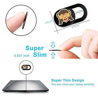 SIREG Webcam Cover Slide Ultra Thin - Cute Monkey Web Camera Cover fits Laptop,Tablet, Computer, Smartphone,Protect Your Privacy and Security,Strong Adhesive