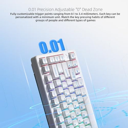 Womier SK75 TMR Keyboard Gaming 75% Hall Effec,Wireless Mechanical Keyboard | Rapid Trigger Custom Magnetic Switches Keyboards with 8000 Hz Hot Swap, BT/2.4G/USB-C for Mac Windows Linux,White-Aluminum - color: White