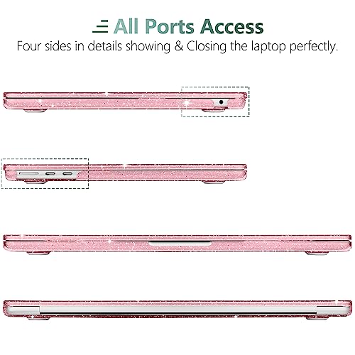 Clear Glitter Case for MacBook Air 15 Inch M5 M4 M3 M2 (2026-2023) A3448 A3241 A3114 A2941, Protective Hard Shell Cover Compatible with Touch ID & Liquid Retina Display - Star Pink - color: Star Pink