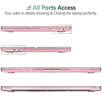Clear Glitter Case for MacBook Air 15 Inch M5 M4 M3 M2 (2026-2023) A3448 A3241 A3114 A2941, Protective Hard Shell Cover Compatible with Touch ID & Liquid Retina Display - Star Pink - color: Star Pink
