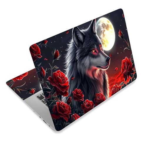 Laptop Skin Sticker Decal for 12 13 13.3 14 15 15.6 in, Universal Vinyl Waterresistant Protector Cover for Notebook PC Netbook, Computer Decor for Women Girls Moonlit Wolf - color: Moonlit Wolf