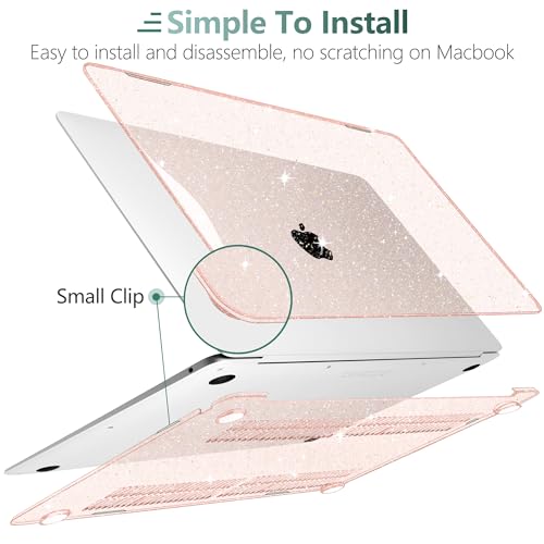 DONGKE for MacBook Air 13 inch Case 2021-2018 Release A2337 M1 A2179 A1932, Bling Plastic Hard Shell Case & Keyboard Cover Only Compatible with MacBook Air 13 inch Retina Fits Touch ID, Starlight - color: Sparkly Starlight