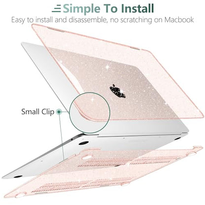 DONGKE for MacBook Air 13 inch Case 2021-2018 Release A2337 M1 A2179 A1932, Bling Plastic Hard Shell Case & Keyboard Cover Only Compatible with MacBook Air 13 inch Retina Fits Touch ID, Starlight - color: Sparkly Starlight