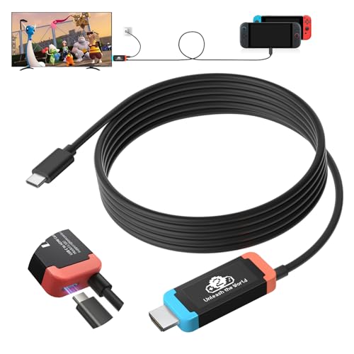 Lemorele Adapter for Switch 2 USB-C to HDMI 4K@60Hz 100W PD | Compatible with Switch OLED/Original, MacBook, Steam Deck, ROG Ally. DP Alt Mode required. 6.56ft plug-and-play cable - size: 6.56ft