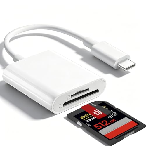 USB C SD Card Reader for iPhone 17/16/15/iPad/MacBook/Mac, wtyixs USB-C Type C SD Reader 2 Slots Supports SD and MicroSD Memory Card Adapter Digital Camera Adapter Trail Viewer, Plug and Play - size: 2in1 USB C SD Card Reader