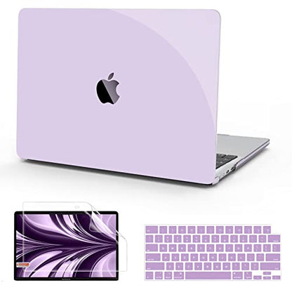 B BELK for MacBook Air 13.6 inch Case 2026-2022 M5 M4 M3 M2, Crystal Purple | Model A3449 A3240 A3113 A2681, Plastic Laptop Hard Shell for MacBook Air 13 inch Case with Keyboard Cover & Screen Protector - color: Purple