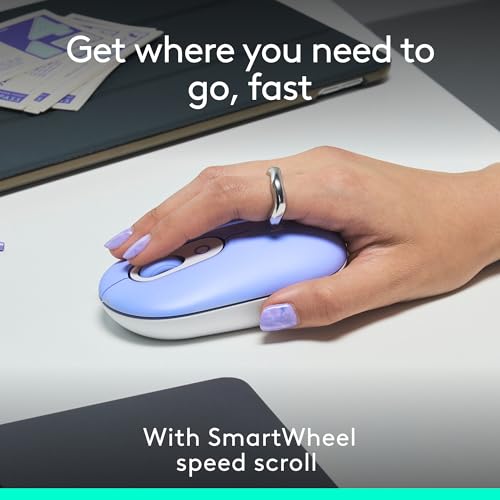 Logitech POP Mouse, Compact and Portable Wireless Bluetooth Mouse - Lilac | Compact, portable, programmable buttons, Easy-Switch between up to 3 devices, for laptop, tablet, PC - color: Lilac
