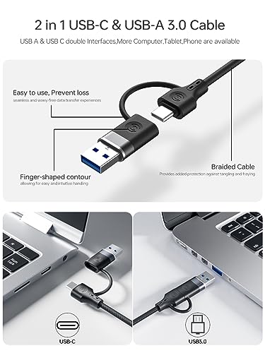 USB 3.0 Switch for USB A & C Devices - Aluminum Alloy USB Switch, Independent Port Control for Mouse, Keyboard, Printer - USB Switcher 2 Computers