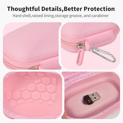 Comecase Compact Mouse Case for Logitech MX Anywhere 3S/3/2S/2 | Hard Shell Storage, Raised Inner Dots, Accessory Groove, Carabiner, Travel and Business Use, Pink, Bag Only - color: Pink